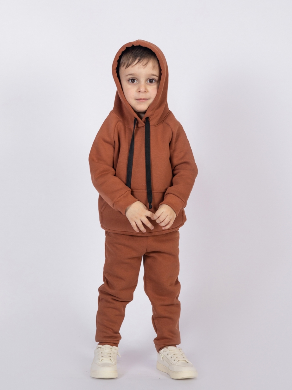 296-ТР. Свитшот с капюшоном  + Штаны, хлопок 65%, 35% ПЭ, 3-х нитка (начес) терракот 122,128,134,140