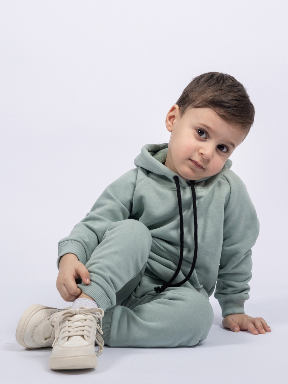 311-ОЛ. Свитшот с капюшоном + Штаны, хлопок 65%, 35% ПЭ, 3-х нитка ( без начеса) олива 122,128,134,140