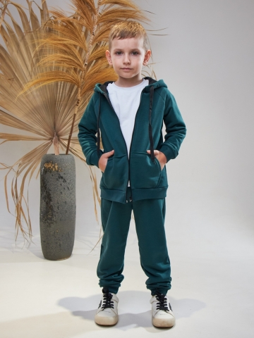 328-ИЗ. Костюм детский  на молнии, изумрудный, хлопок 65%, 35% ПЭ, 3-х нитка без начеса 80,86,92