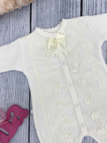 264-М. Комбинезон с шапкой, хлопок 80% велюр 20%  ПЭ, молочный