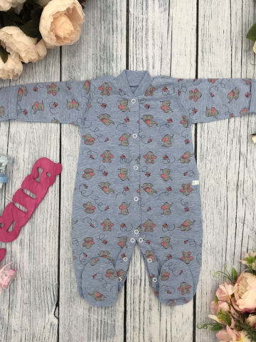 Купить оптом 271-Г. Комбинезон, хлопок 100 % кулирка 56,62,68,74,80, голубой в Светлограде